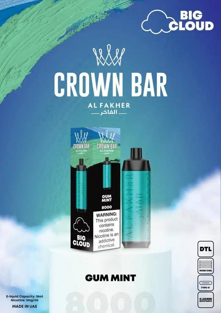 Al Fakher Pro 8000 Puffs Crown Bar Disposable 5mg DTL