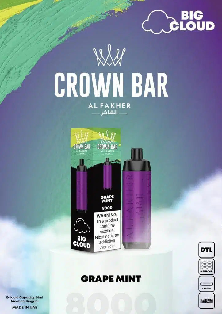 Al Fakher Pro 8000 Puffs Crown Bar Disposable 5mg DTL