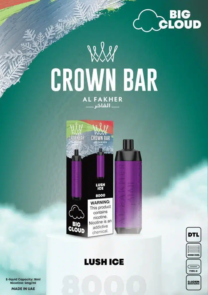 Al Fakher Pro 8000 Puffs Crown Bar Disposable 5mg DTL