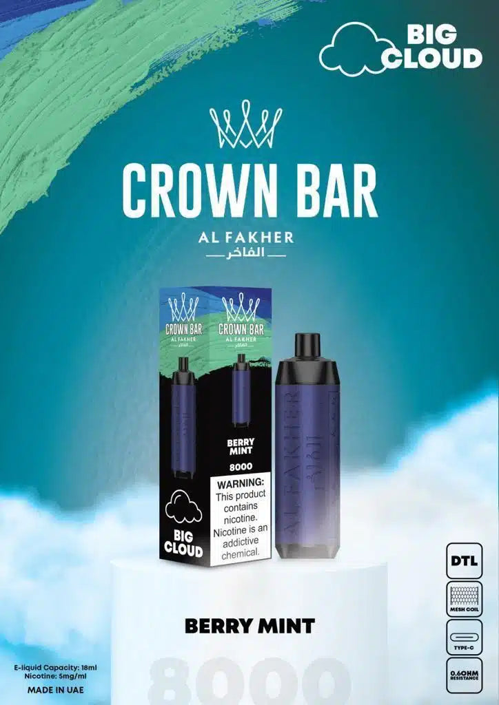 Al Fakher Pro 8000 Puffs Crown Bar Disposable 5mg DTL