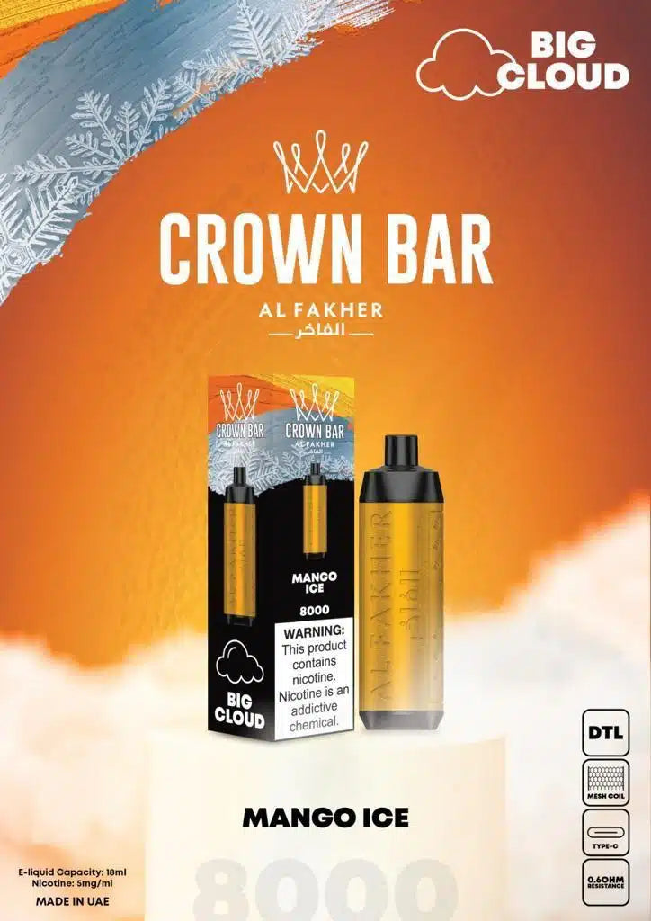 Al Fakher Pro 8000 Puffs Crown Bar Disposable 5mg DTL